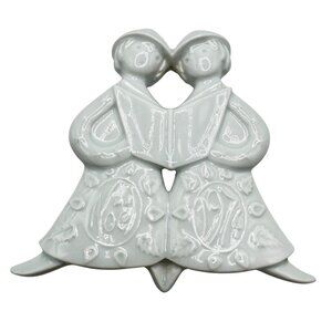 Vtg Porcelain Christmas Limoges Ornament Caroling Angels 1974 4.5" White